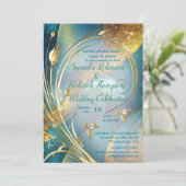 Arty Gold abstracte flower Uitnodiging (Staand voorkant)