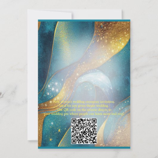 Arty Gold abstracte flower Uitnodiging (Achterkant)