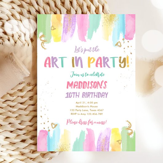 Arty in Party Brushes Craft Painting Girl Birthday Kaart