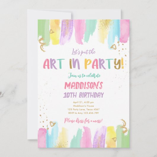 Arty in Party Brushes Craft Painting Girl Birthday Kaart (Voorkant)