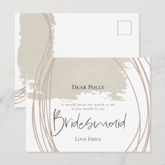 Arty Lines Abstract Vorm bruidsmeisje verzoek Briefkaart (Voorkant / Achterkant)
