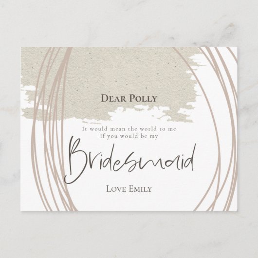 Arty Lines Abstract Vorm bruidsmeisje verzoek Briefkaart (Voorkant)