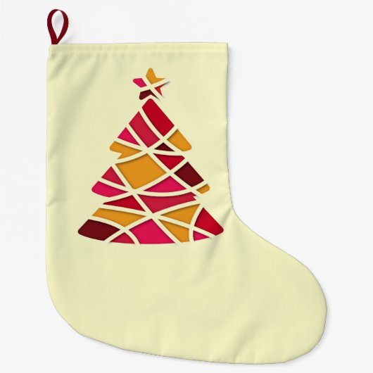 Arty modern red and roze kerstboom grote kerstsok (Voorkant)