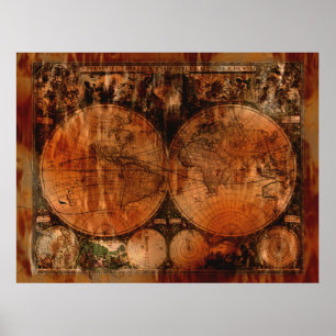 Arty  Old Wereldkaart Poster