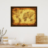 Arty  Old Wereldkaart Poster (Keuken)