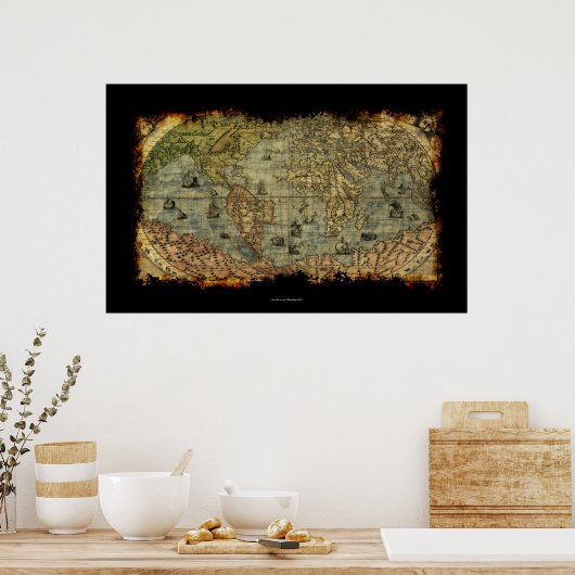 Arty  Old Wereldkaart Poster (Keuken)