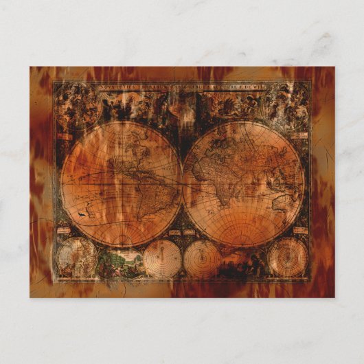 Arty  Oude Wereldkaart Briefkaart (Voorkant)