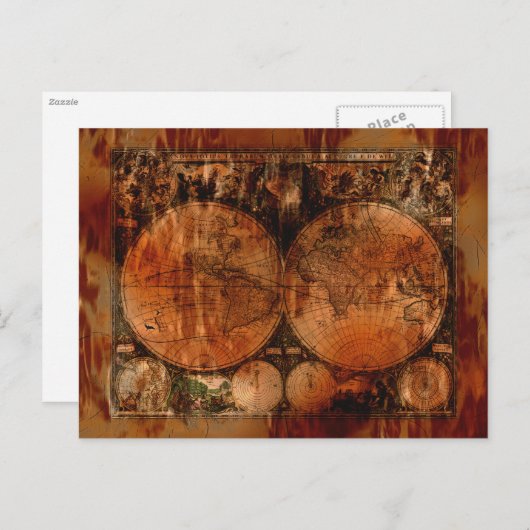 Arty  Oude Wereldkaart Briefkaart (Voorkant / Achterkant)