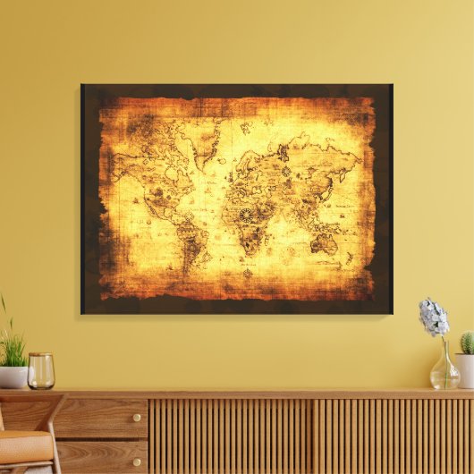 Arty  Oude Wereldkaart Canvas Print (Insitu (Woonkamer))
