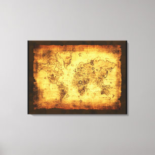 Arty  Oude Wereldkaart Canvas Print