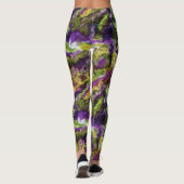 Arty Paars roze lak Green Black Paint Swirl Leggings (Achterkant)
