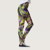 Arty Paars roze lak Green Black Paint Swirl Leggings (Rechts)