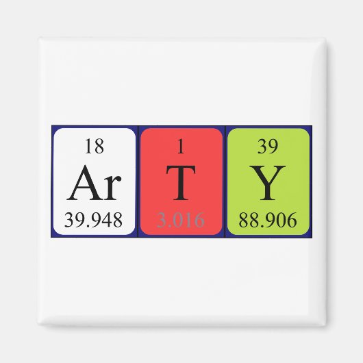 Arty periodieke table name magnet (Voorkant)