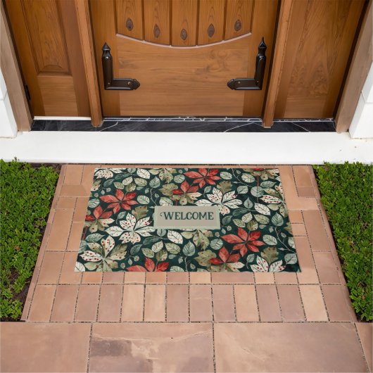 Arty Poinsettias Gepersonaliseerde Vakantie Deurmat (Buiten)