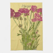 Arty Ranunculus Kleurrijke Bloem +Custom Naam Theedoek (Verticaal)