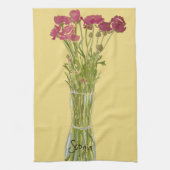 Arty Ranunculus Kleurrijke Bloem +Custom Naam Theedoek (Verticaal)