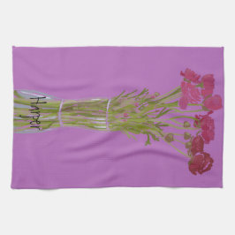 Arty Ranunculus Kleurrijke Bloem +Custom Naam Theedoek