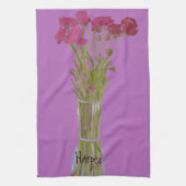 Arty Ranunculus Kleurrijke Bloem +Custom Naam Theedoek (Verticaal)