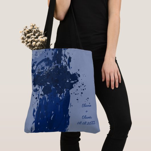 Arty Royal Blue Splatter Party Gift Tote Bag (Dichtbij)
