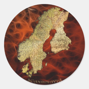 Arty Scandinavische kaart Educatief cadeau Ronde Sticker