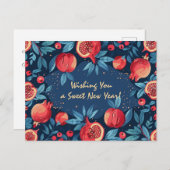 Arty Shana Tova - blauw & geel Briefkaart (Voorkant / Achterkant)