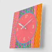 Arty Snoep Striped Border+ Pink Center Clock Vierkante Klok (Hoek)