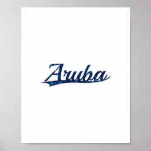 Aru Caribisch Eiland Strandvakantie Vintage Varsit Poster