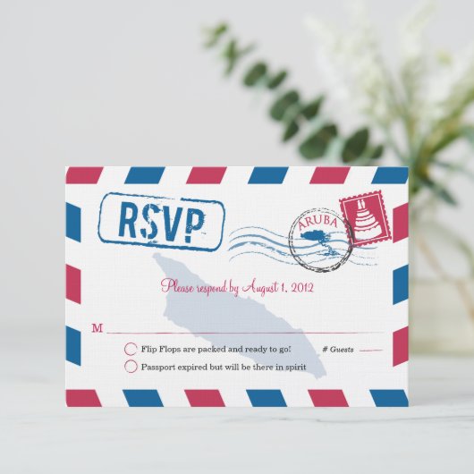 Aruba Air Mail Wedding RSVP (Staand voorkant)