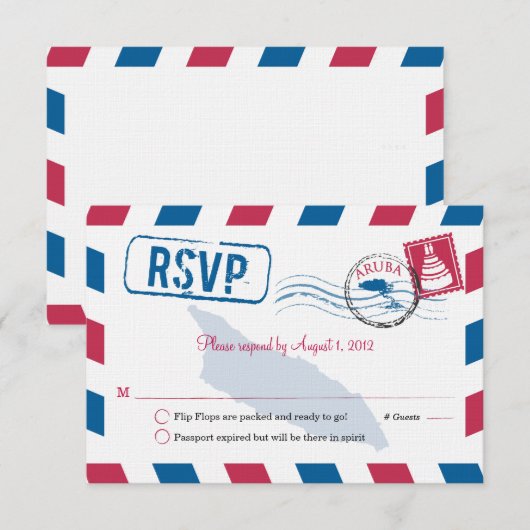 Aruba Air Mail Wedding RSVP (Voorkant / Achterkant)