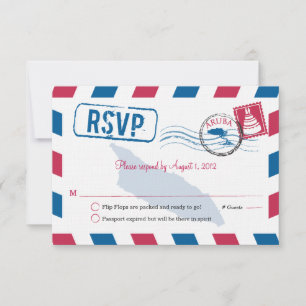 Aruba Air Mail Wedding RSVP Kaartje