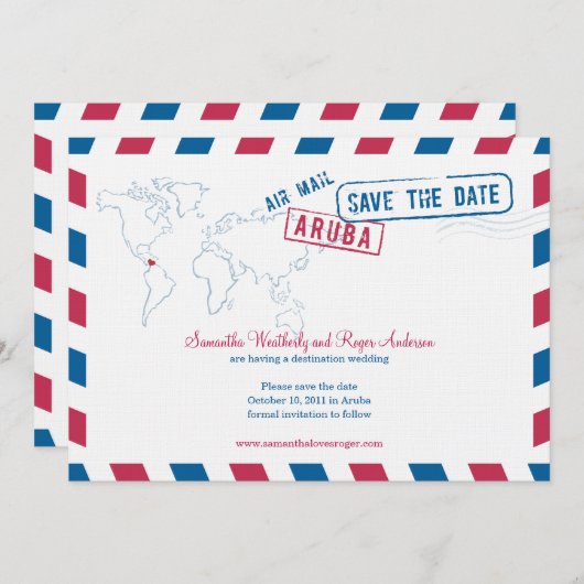 Aruba Air Mail Wedding Save the Date (Voorkant / Achterkant)