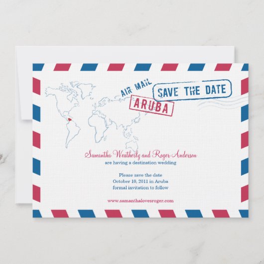Aruba Air Mail Wedding Save the Date (Voorkant)