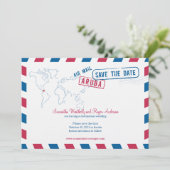 Aruba Air Mail Wedding Save the Date (Staand voorkant)