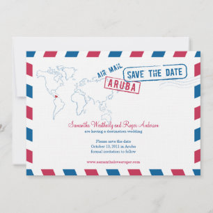 Aruba Air Mail Wedding Save the Date