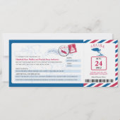 Aruba Airmail Boarding Pass iWedding Invitation Kaart (Voorkant)