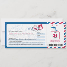 Aruba Airmail Boarding Pass iWedding Invitation Kaart