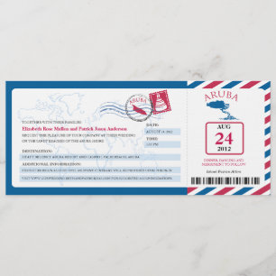 Aruba Airmail Boarding Pass iWedding Invitation Kaart