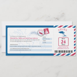 Aruba Airmail Boarding Pass iWedding Invitation Kaart