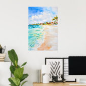 Aruba Aquarel Aquarel Vintage Reisposter Poster (Thuiskantoor)