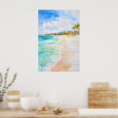 Aruba Aquarel Aquarel Vintage Reisposter Poster (Keuken)