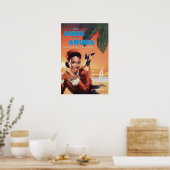 Aruba Art Martinair Travel Poster Caribbean Print  (Keuken)