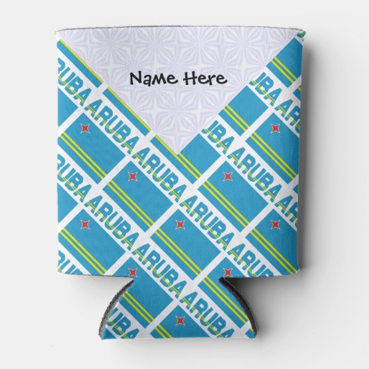 Aruba Arubaanse vlag betegeld zwart gepersonalisee Blikjeskoeler (Voorkant)