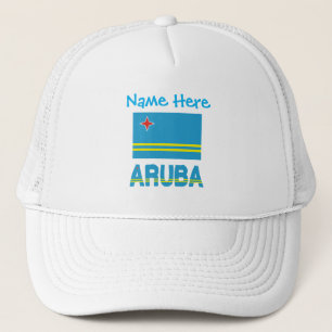 Aruba Arubaanse Vlag Blauw Personalisatie  Trucker Pet