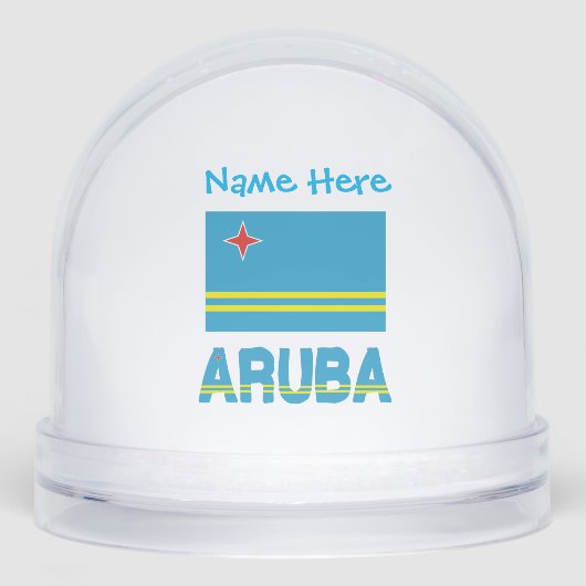 Aruba Arubaanse vlag Blauwe Personalisatie Sneeuwbol (Voorkant)