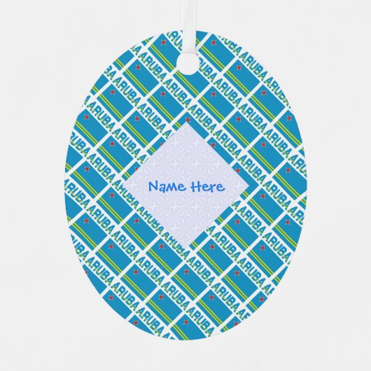 Aruba Arubaanse vlag Tegels Blauwe Personalisatie Metalen Ornament (Voorkant)
