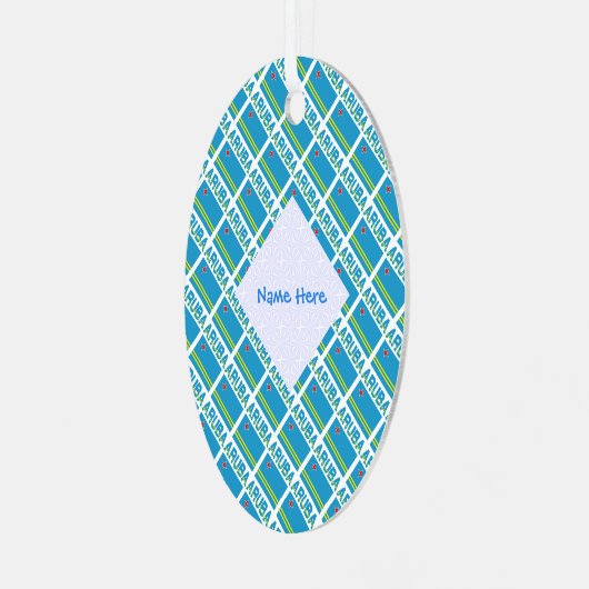 Aruba Arubaanse vlag Tegels Blauwe Personalisatie Metalen Ornament (Voorkant links)