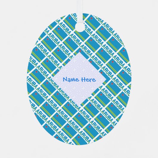 Aruba Arubaanse vlag Tegels Blauwe Personalisatie Metalen Ornament (Achterkant)