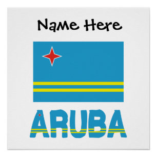 Aruba Arubaanse Vlag Zwarte Personalisatie  Perfect Poster