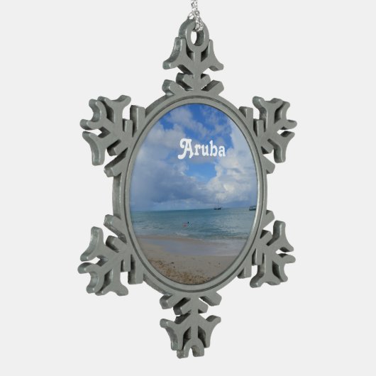 Aruba Beach Tin Sneeuwvlok Ornament (Links)