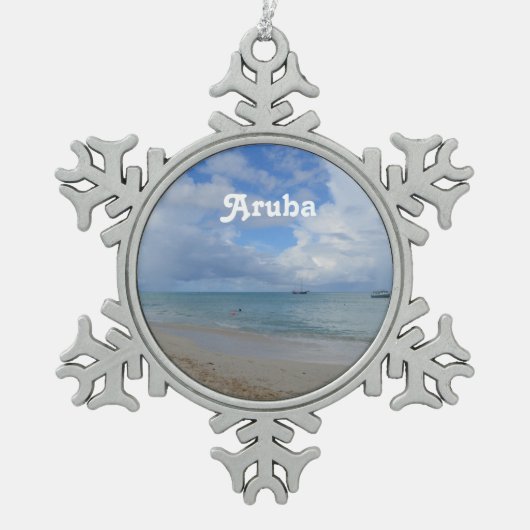 Aruba Beach Tin Sneeuwvlok Ornament (Voorkant)